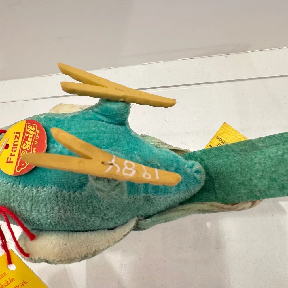 Steiff Franzi Budgie Parakeet Plush Turquoise Green Bird 2534/13 Made in Germany